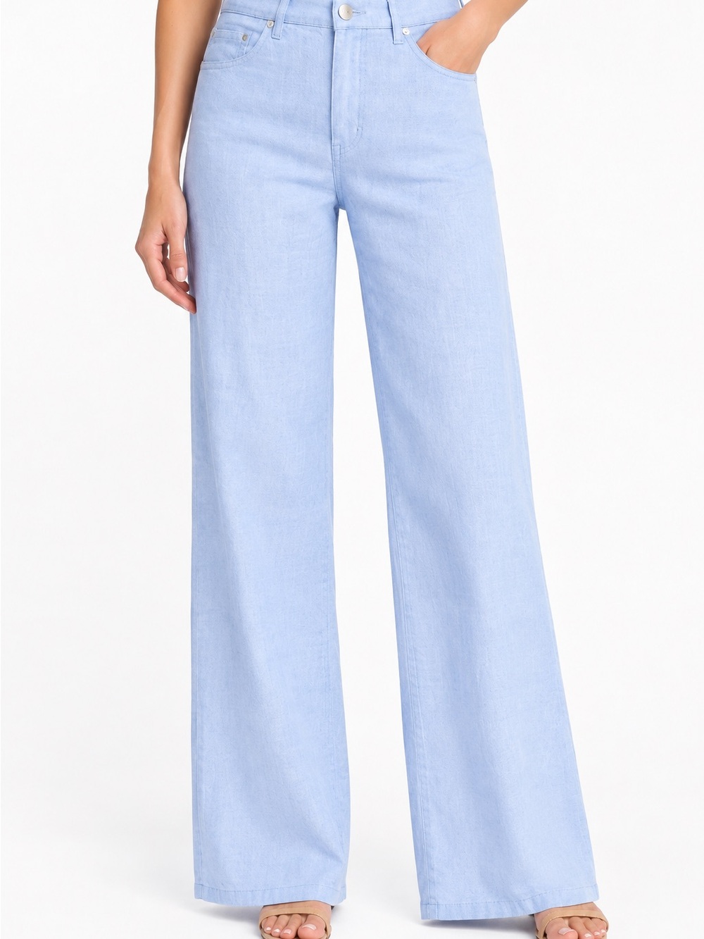 J. Crew Light Blue Wide-Leg Linen-Blend Pants Size 27